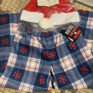 5for$10 Mad Dog - Girls S(6) Soft Blue and Red Kids Pajama & Christmas Hat